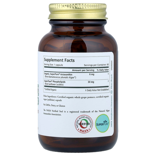 Pure Synergy, SuperPure, астаксантин, органический экстракт, 60 капсул