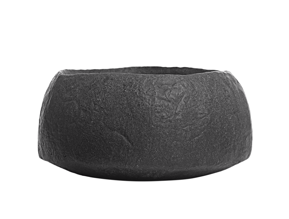 Кашпо TREEZ Effectory - Organic - Низкая чаша - Тёмно-серый камень