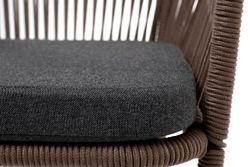 "Марсель" стул барный плетеный из роупа, каркас из стали коричневый (RAL8016) муар, роуп коричневый круглый, ткань темно-серая 027