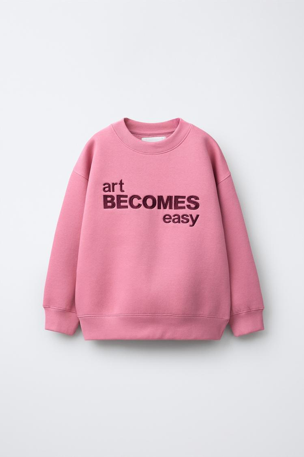 ZARA ТОЛСТОВКА С ВЫШИТОЙ НАДПИСЬЮ, РОЗОВЫЙ