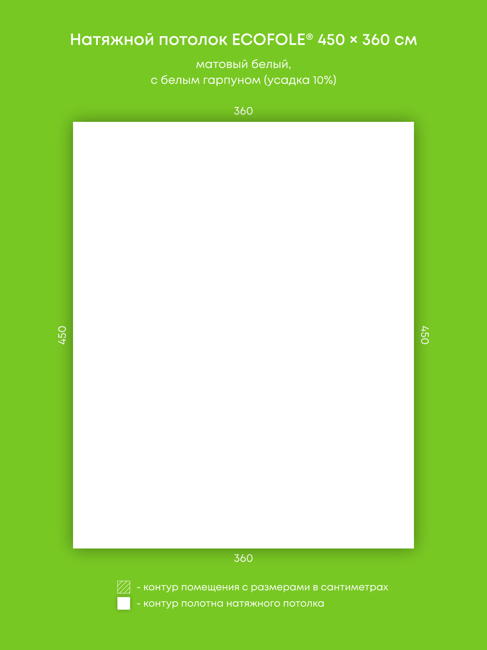 Матовый натяжной потолок 16.2 м2