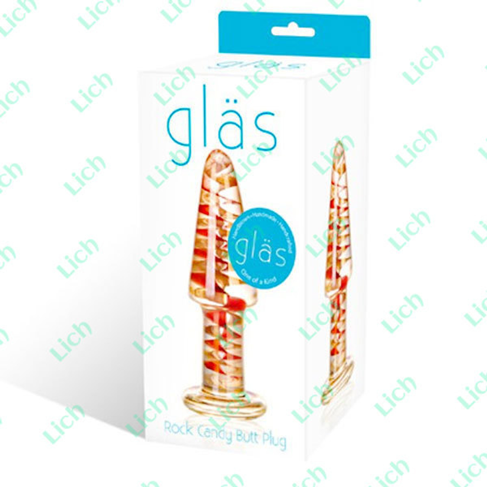 Золотистая стеклянная анальная пробка Rock Candy, 13 см