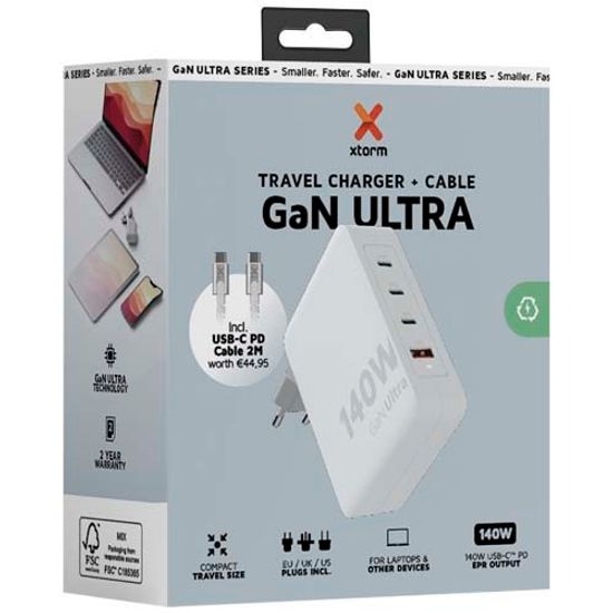 Xtorm XVC2140 GaN Ultra дорожное зарядное устройство мощностью 140 Вт с кабелем USB-C PD мощностью 240 Вт