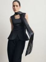 Атласный шарф с бахромой "Lune Satinée"