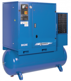 Винтовой компрессор ВК20Е-10-500Д, ресивер 500 литров , производительность 2100л/мин,  рабочее давление 10 бар, мощность двигателя 15кВт, вес 570 кг, габариты 1930x810x1780мм. REMEZA, Республика Беларусь