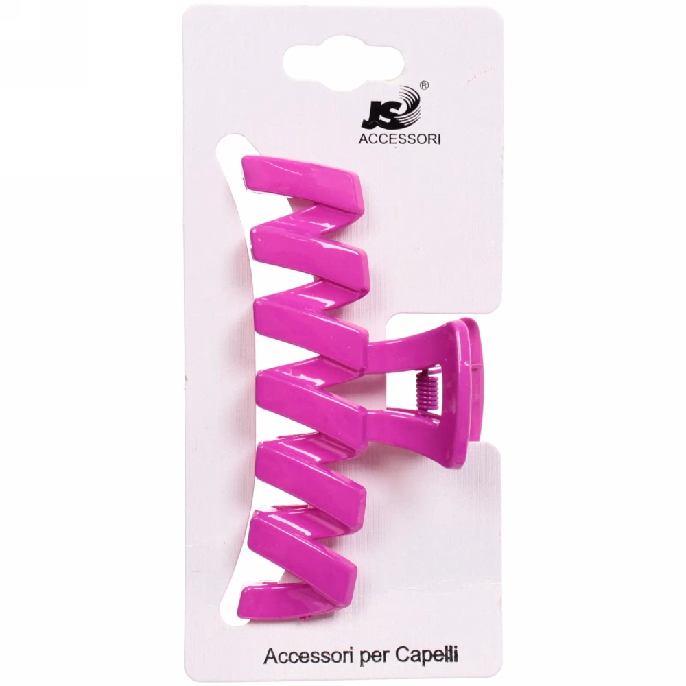 Заколка-краб для волос на блистере «Magic Gloss», зигзаг, микс 6 цветов, 9,8см