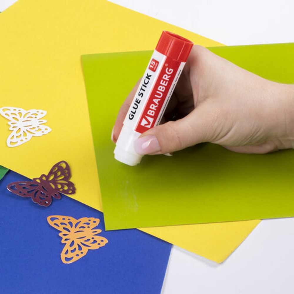 Клей-карандаш "2+1 обесцвечивающийся" BRAUBERG 15 г, 3 штуки на блистере, 229474