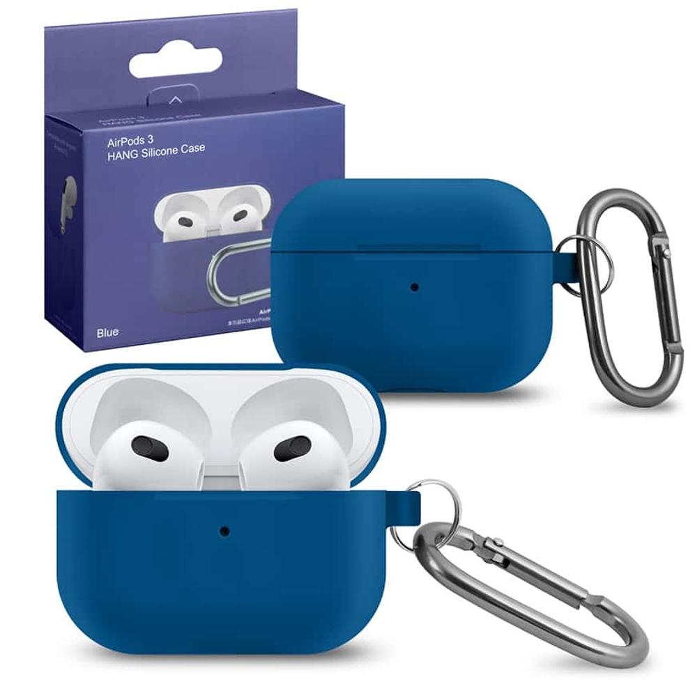Чехол для APods 3 Hang Silicone (Blue) с карабином