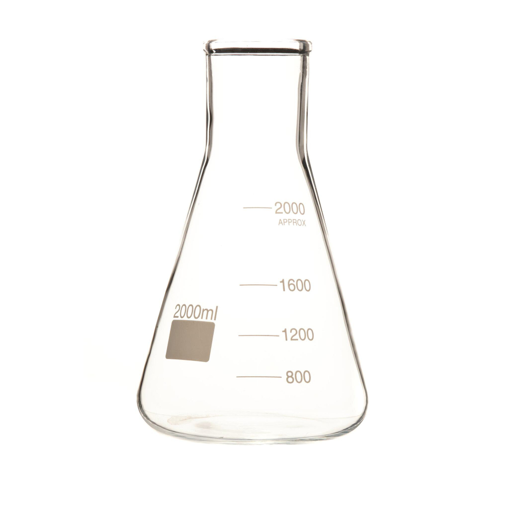 Колба коническая, 2000 мл, широкое горло