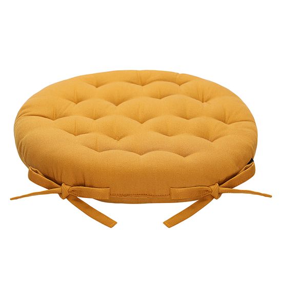 Подушка на стул круглая из хлопка цвета карри из коллекции essential, 35 см