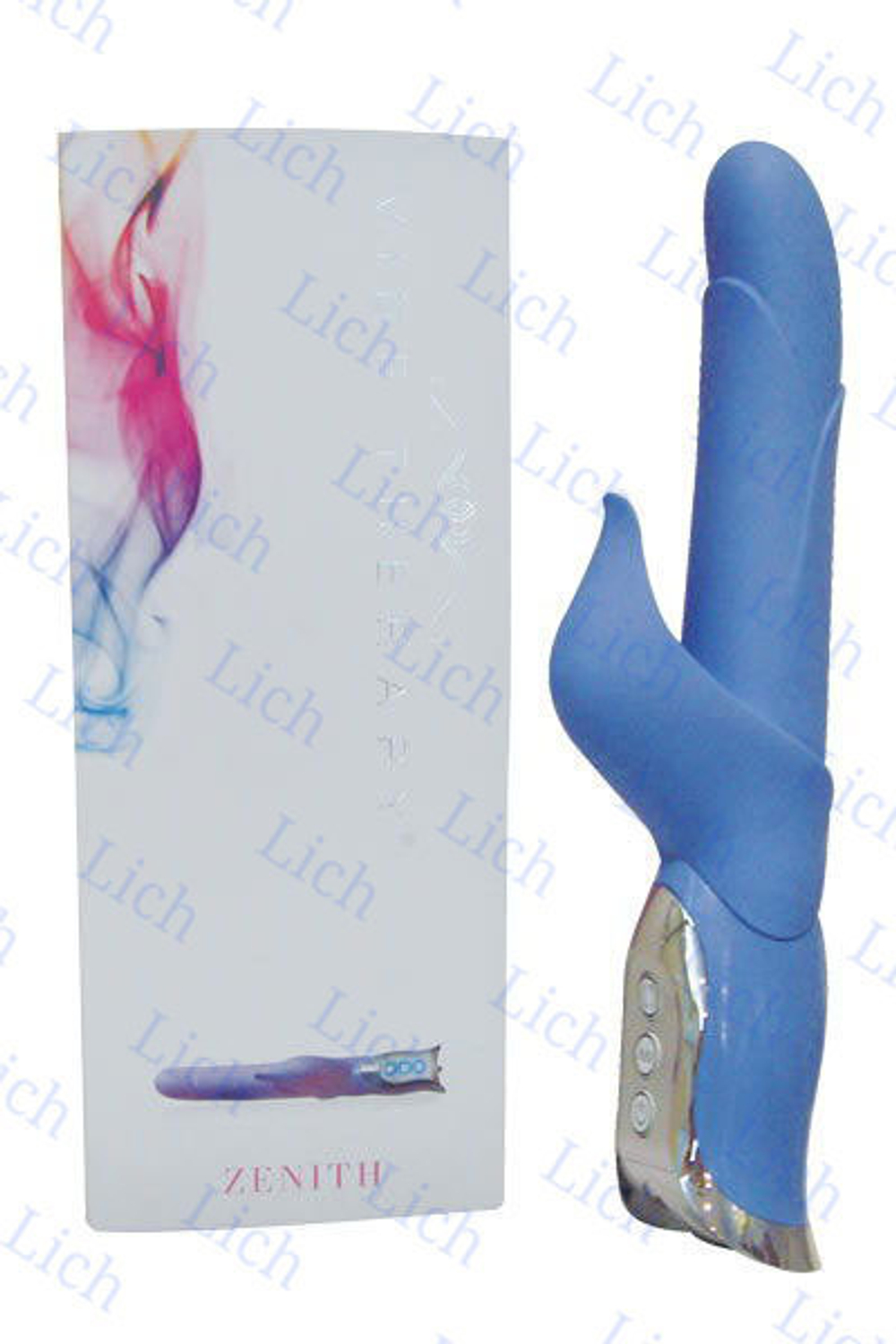 Голубой многорежимный вибратор с клиторальным стимулятором