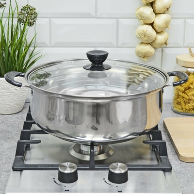 Кастрюля 5,5л нерж со стеклянной крышкой "Promo"