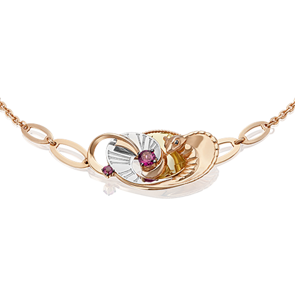 Браслет «Обольщение» из комбинированного золота с гранатами