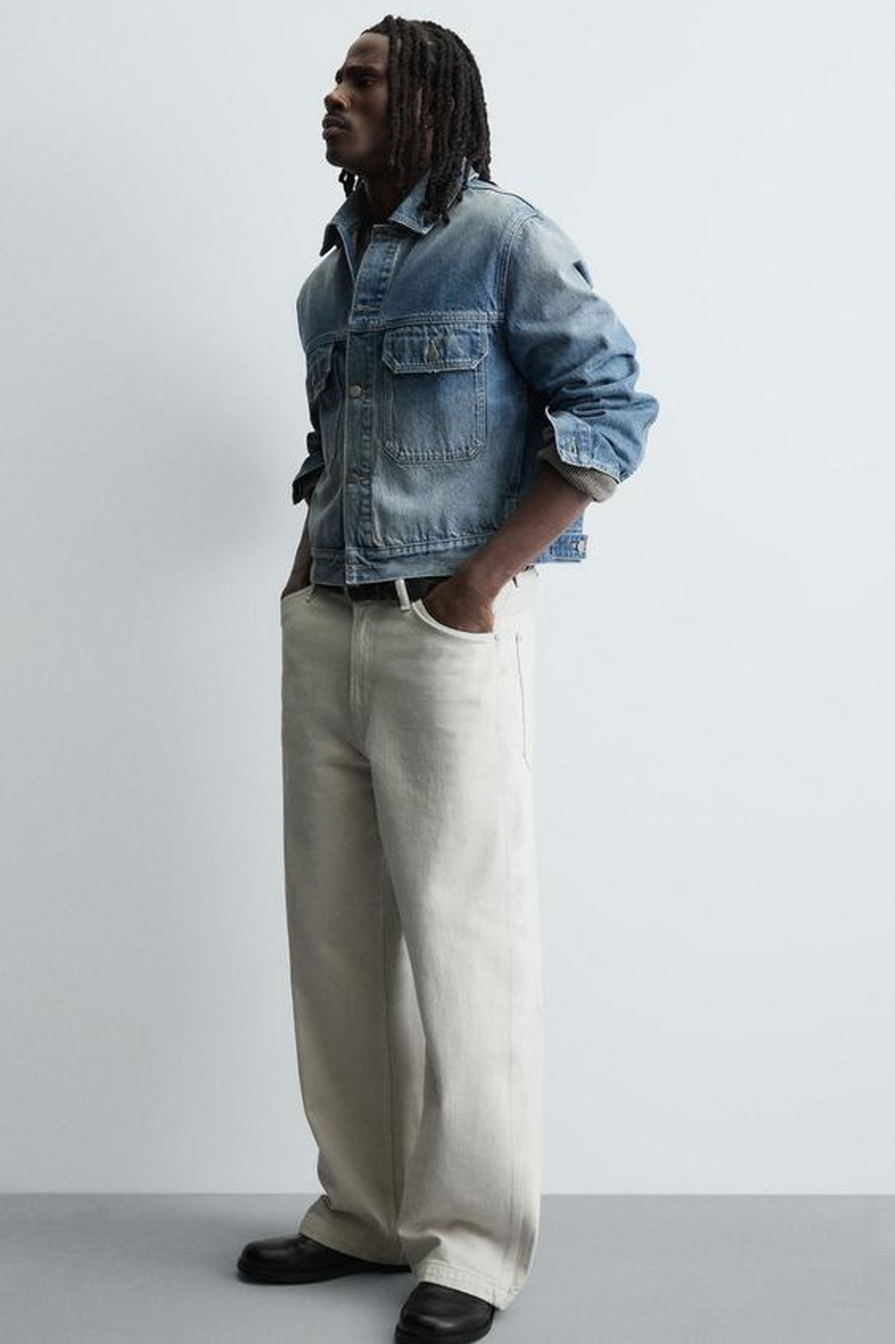 ZARA ДЖИНСЫ BAGGY FIT, ЭКРЮ