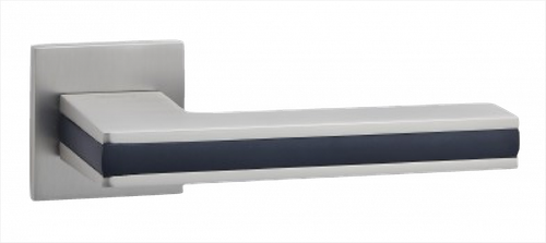 Ручка цинковая на тонком квадратном основании ABRISS R50.187 MSN/BL (Сатин/Черная вставка)