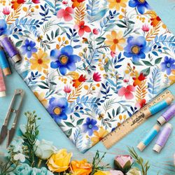 Ткань премиум атлас яркие полевые цветы