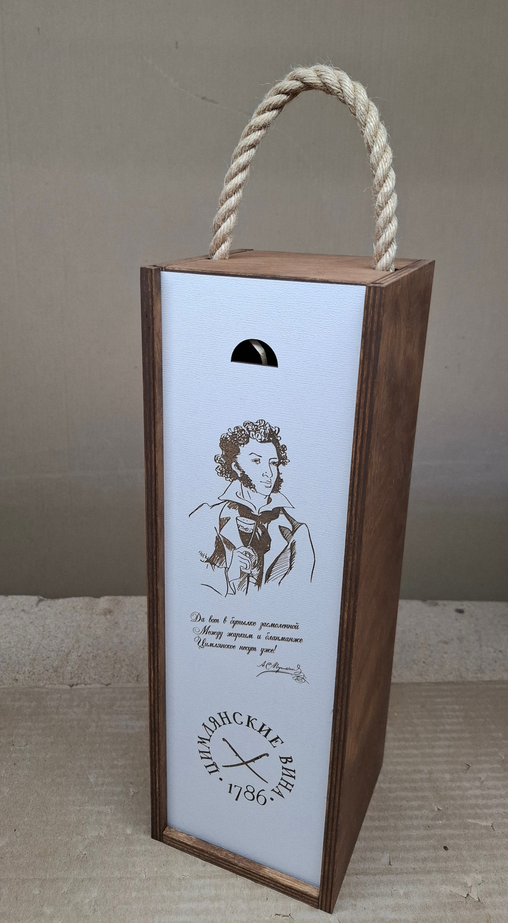 Короб винный деревянный серия "ДЕКОР" №1 (тип 1), на 1 бутылку