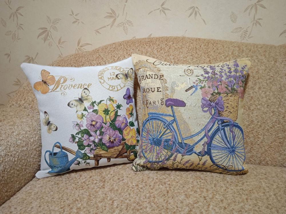 Декоративный гобеленовый чехол для интерьерной подушки Променад 38*38