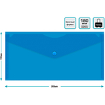 Папка-конверт на кнопке Бюрократ TRAVEL, С6, 180 мкм, прозрачная, синяя