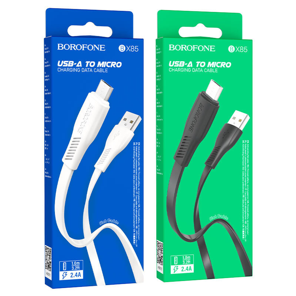 Кабель USB 2.4А Borofone Micro черный 1м
