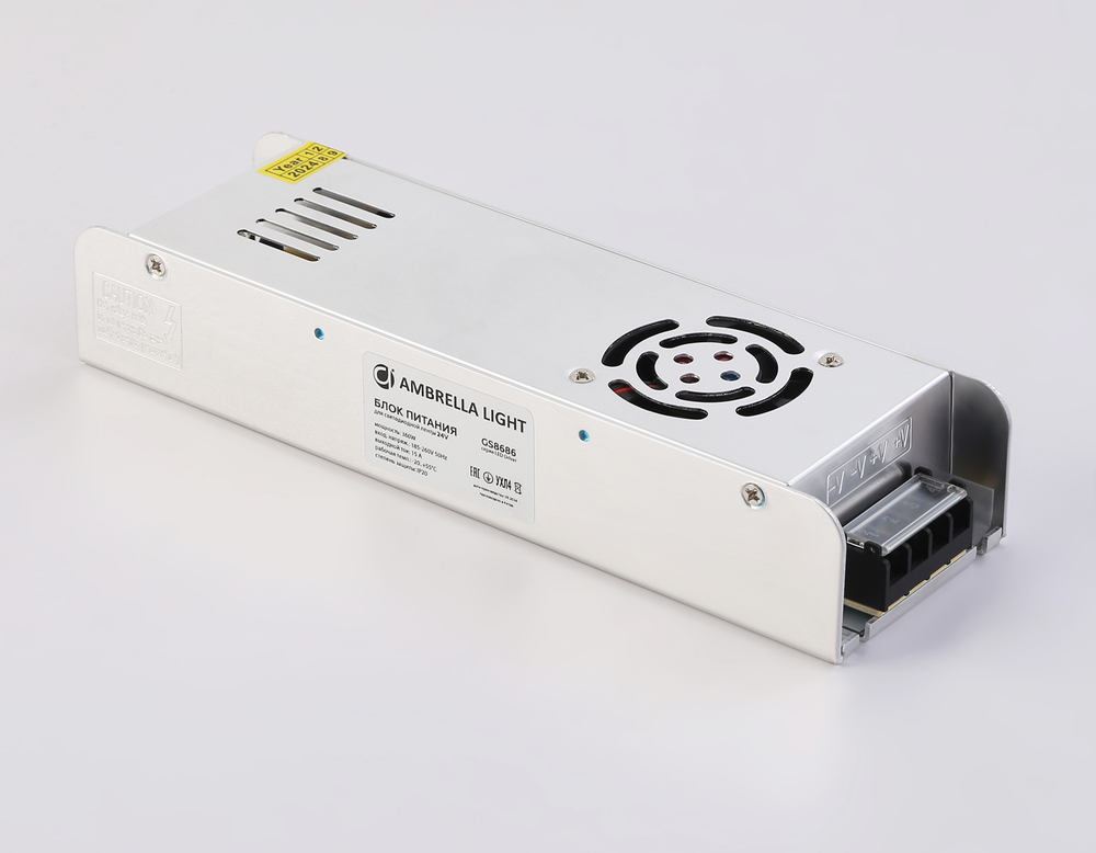 GS8686 блок питания 24V 360W 15A IP20 185-260V EMC 223*67*40