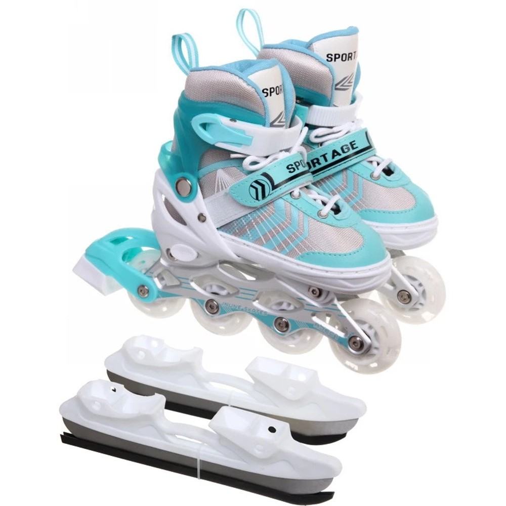Коньки раздвижные, роликовые с ледовым блоком Sportage Flash R212 (pазмер 29-33)