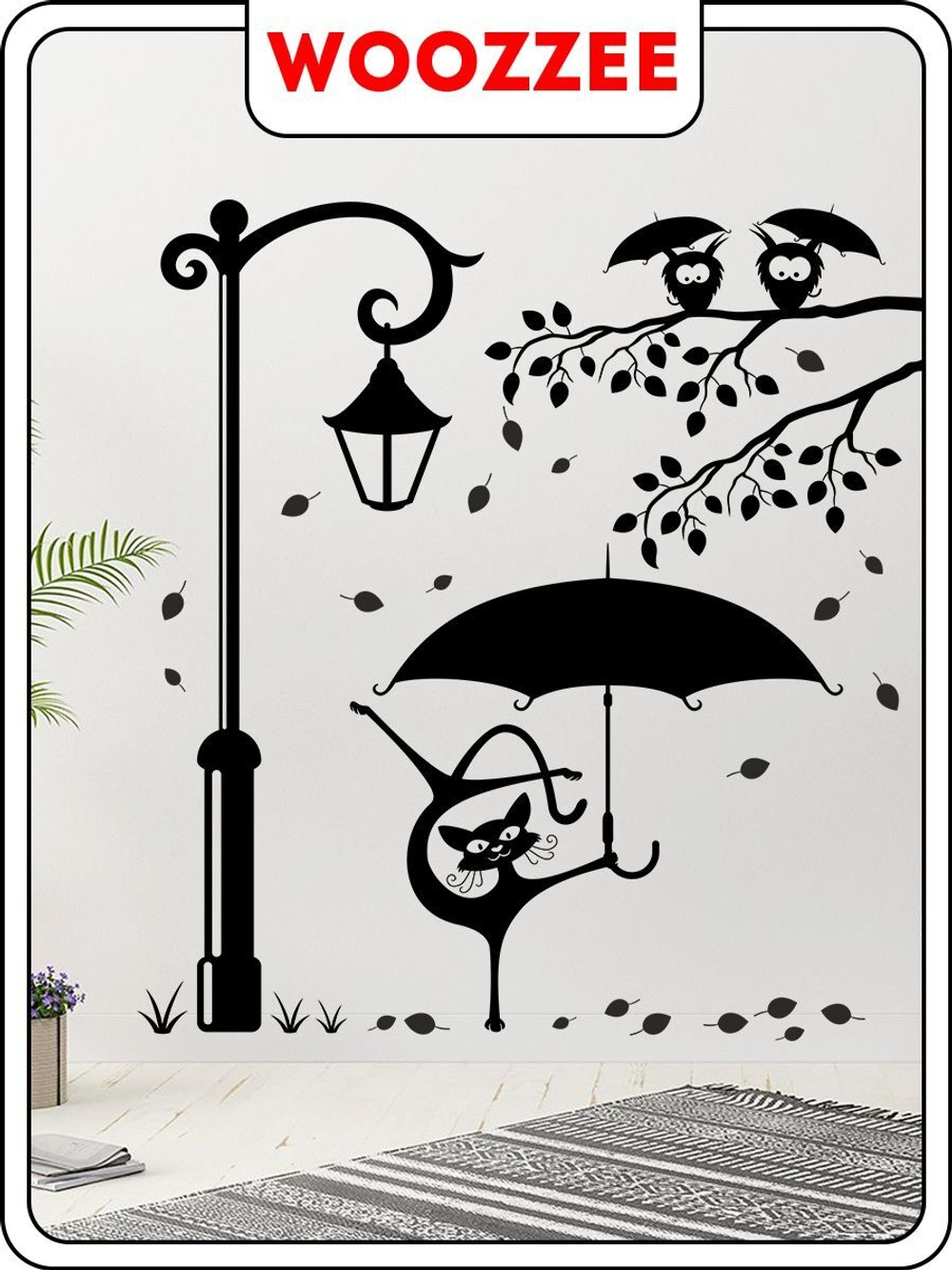 Наклейка декоративная "Фонарь и зонтики"