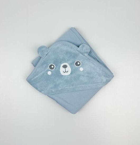 Полотенце махровое/хлопковое "Мишка" пыльно-синий