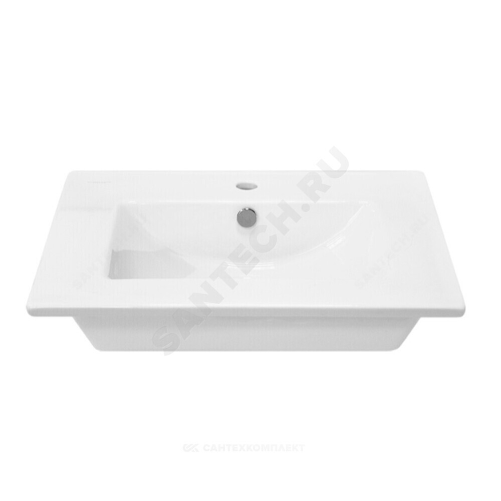 Умывальник мебельный Quadro 60 1 отверстие под смеситель по центру белый Sanita Luxe WB.FN/Quadro/60-C/WHT.G/S1