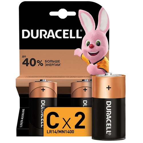 Батарейка Duracell Basic C (LR14) алкалиновая, 2BL