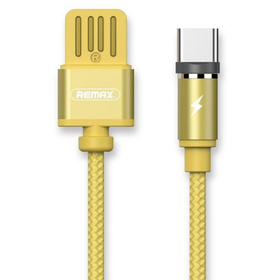 Кабель USB - Type-C Remax RC-095a (магнитный, оплетка ткань) Золото