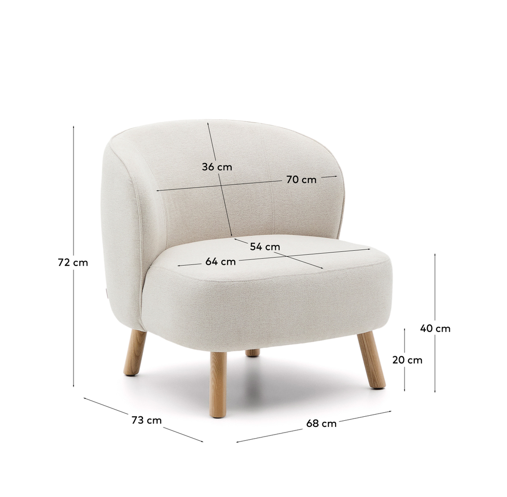 Кресло Ulit из бежевого шенилла с ножками из бука в натуральной отделке