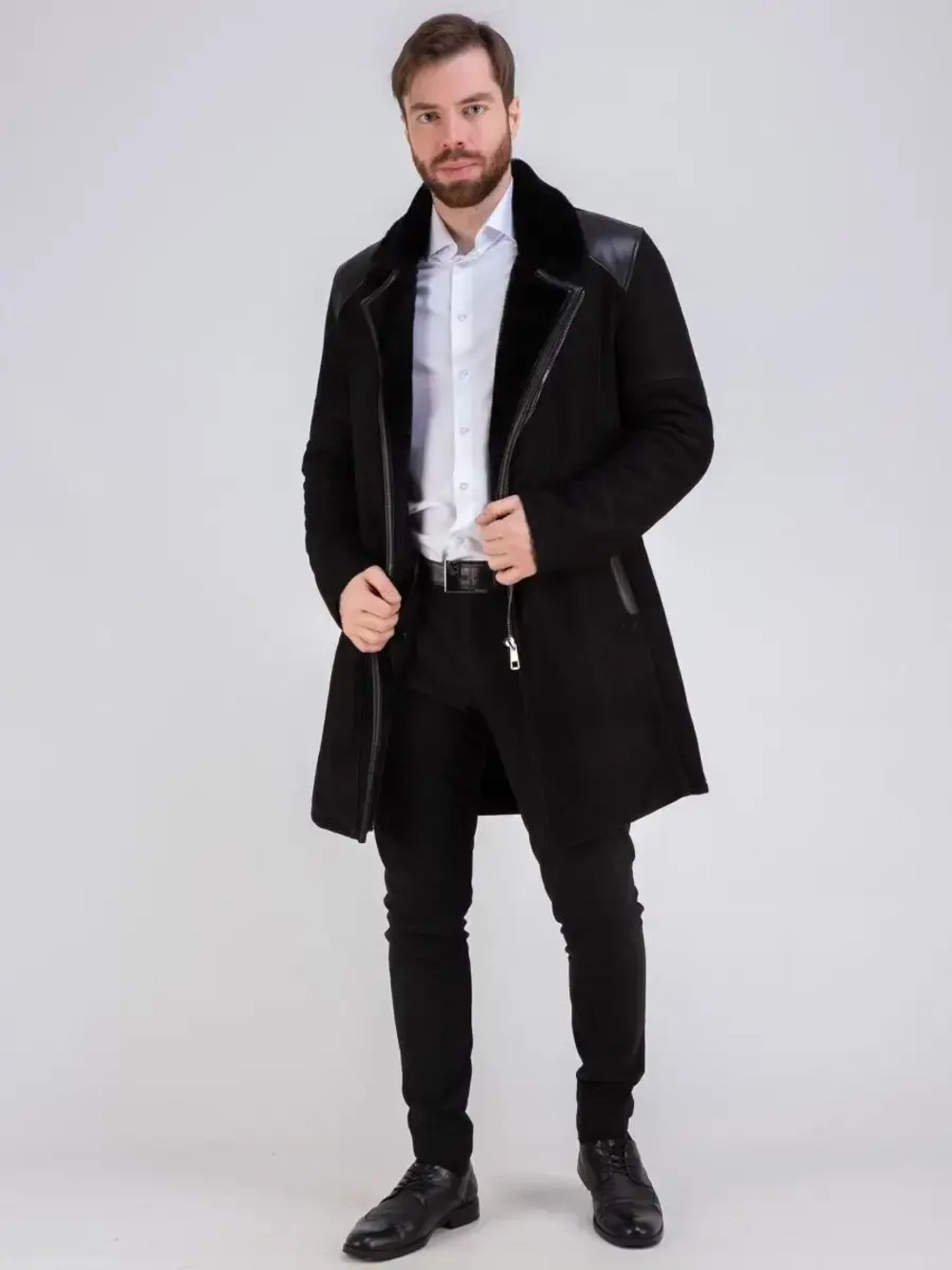 Дубленка мужская натуральная длинная Турция