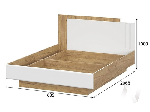 Кровать двойная универсальная 1;6 Серия 2 МС Милан (дуб золотой/белый матовый)