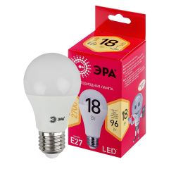 Лампа светодиодная ЭРА RED LINE LED A65-18W-827-E27 R 18Вт груша теплый белый свет Е27 | Лампы cветодиодные Груша (A)
