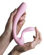 Розовый вибромассажер 18см с гибким клиторальным отростком Adrien Lastic G-Wave