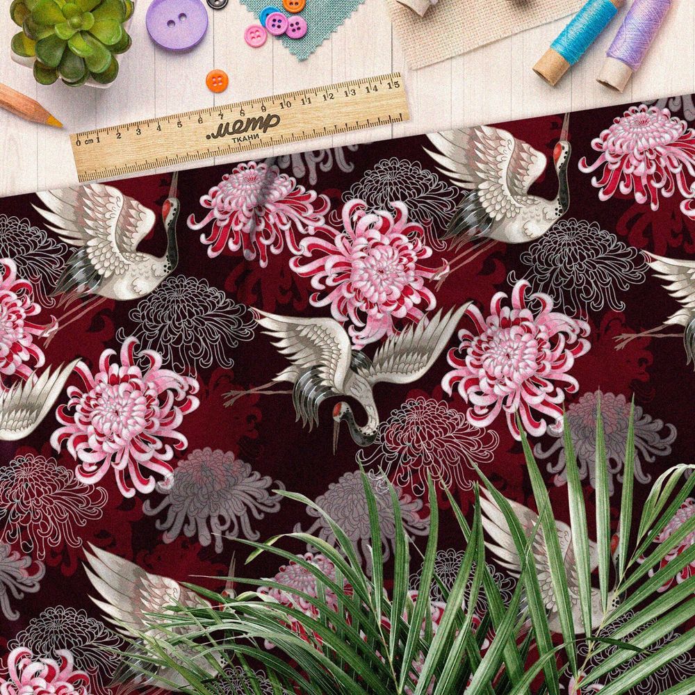 Ткань шифон журавли в цветочном искусстве