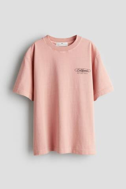 H&M Футболка из хлопка с принтом, розовый