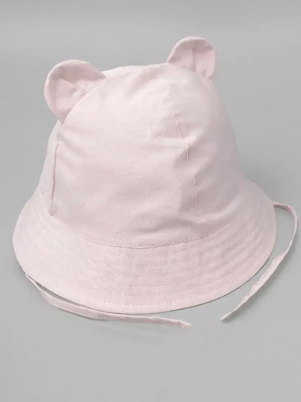 Детская розовая панама на завязках пляжная