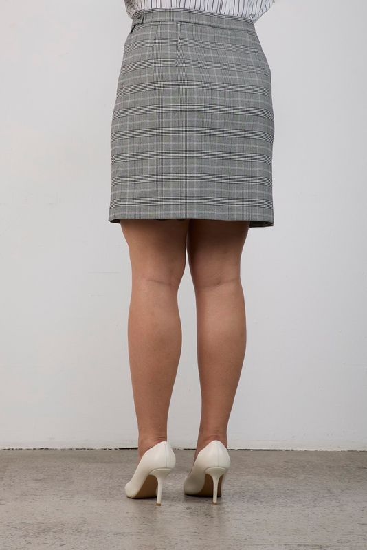 Юбка мини, серый в клетку