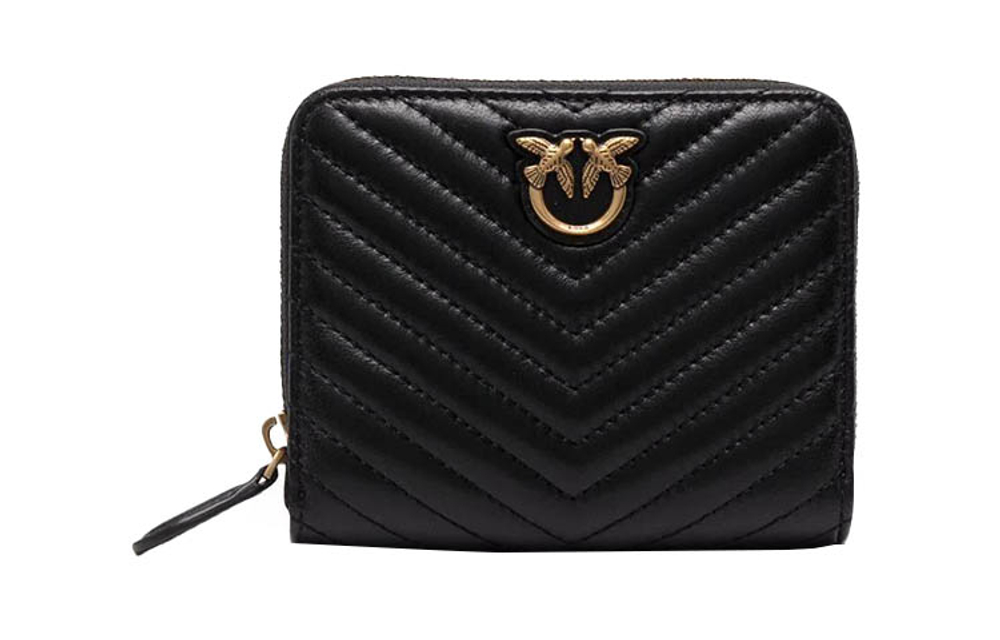 PINKO Quilt Sheepskin Bird Bag Swallow Bag Clutch Wallet Small Women"s Black