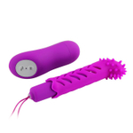 Лиловый вибратор MAGIC X20 с насадкой и пультом ДУ - 10 см. (Цвет: лиловый)