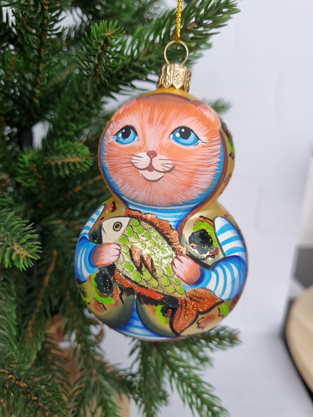 Котик Тимоша стеклянная игрушка