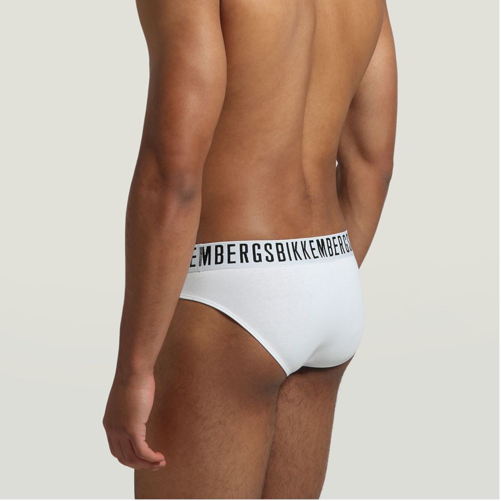 Мужские трусы брифы белые набор 2 в 1 Bikkembergs FASHION PUPINO BKK1USP06BI