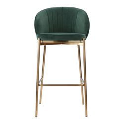 Стул барный Coral, велюр, темно-зеленый