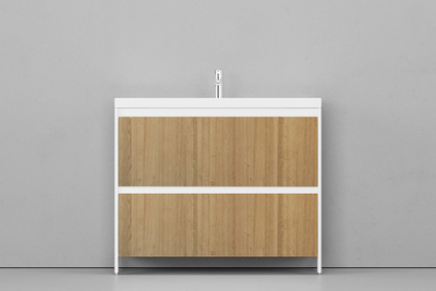 Тумба напольная VELVEX Klaufs 100.2Y.NEW шатане/белый с раковиной Velvex Mario 100