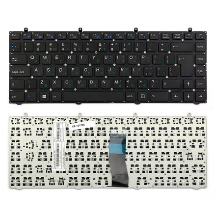 Клавиатура для ноутбука DNS Clevo W230, W230SD, W230SS Series. Г-образный Enter. Черная, без рамки.