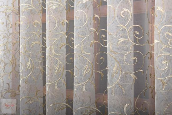 Микросетка с вышивкой Вензель-2 (золото)