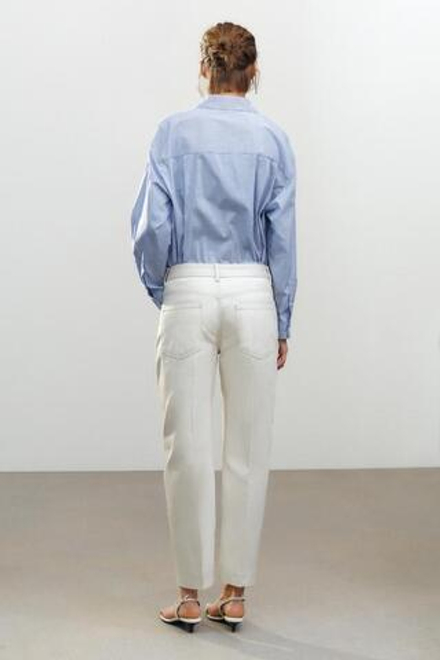 ZARA ЗАУЖЕННЫЕ ДЖИНСЫ СО СРЕДНЕЙ ПОСАДКОЙ — ZW COLLECTION, ЭКРЮ