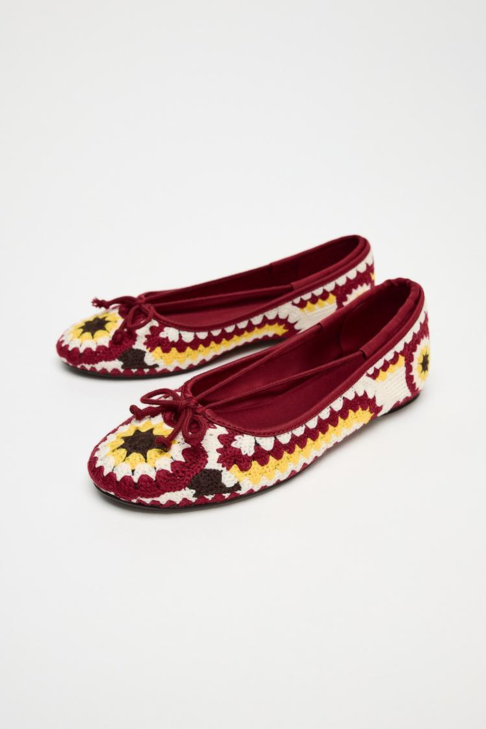 ZARA БАЛЕТКИ С ВЫШИВКОЙ, РАЗНОЦВЕТНЫЙ